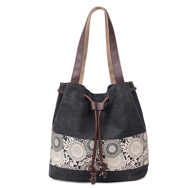 

women canvas handbag flower printed shoulder handbag female large capacity ladies beach bag women canvas tote large capacity bag