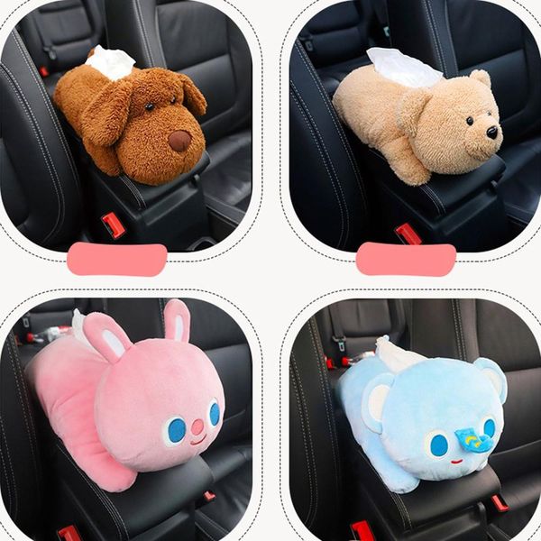 

creative car armrest box cartoon tissue box multifunctional cute husky brown bear car tissue cover