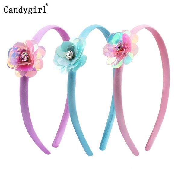 

3pcs flower headwear sequin satin headbands colored kid rhinestone hairband women girl covered crystal hair accessories
