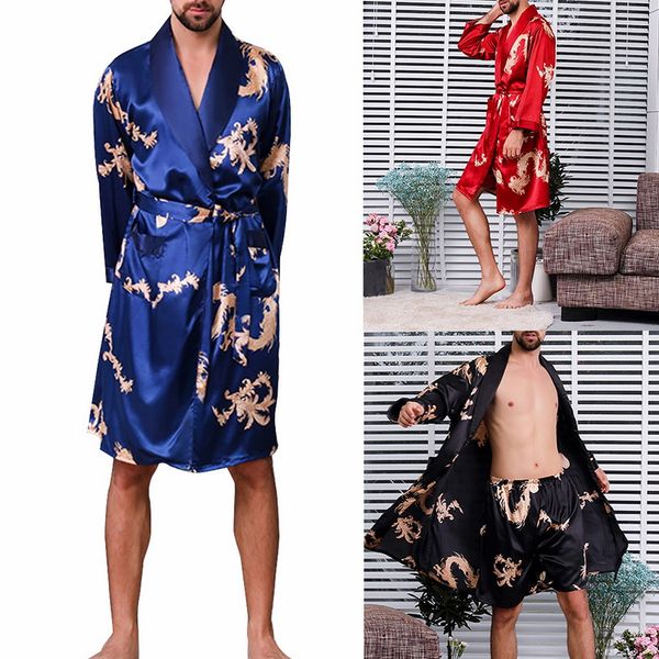 

мужская stain шелковый пижама set современный стиль sleepwears мужчины sexy soft homme cozy сатин nightgown повседневный lounge pajama набор, Black;brown