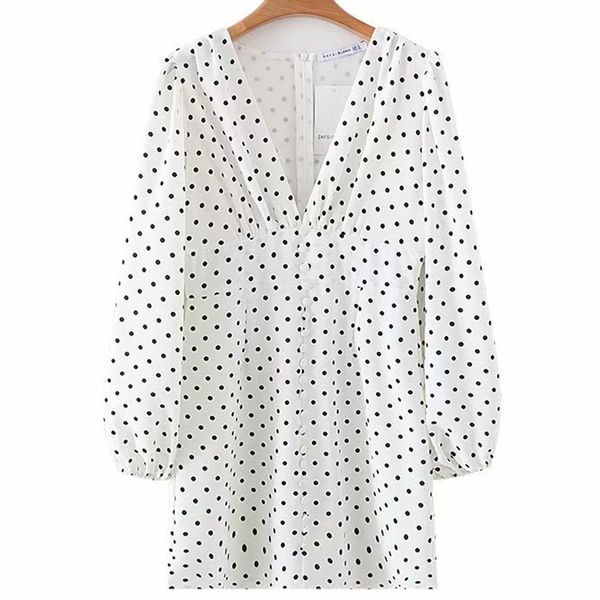 

dress 2020 spring new women's dresses polka dot print v-neck elegant chiffon women's dress casual street charming women, Black;gray