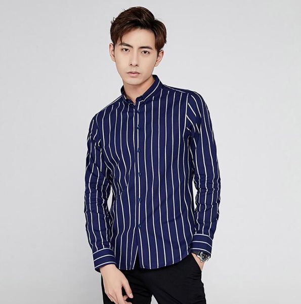 

classic cotton stripes men's casual business shirt, White;black