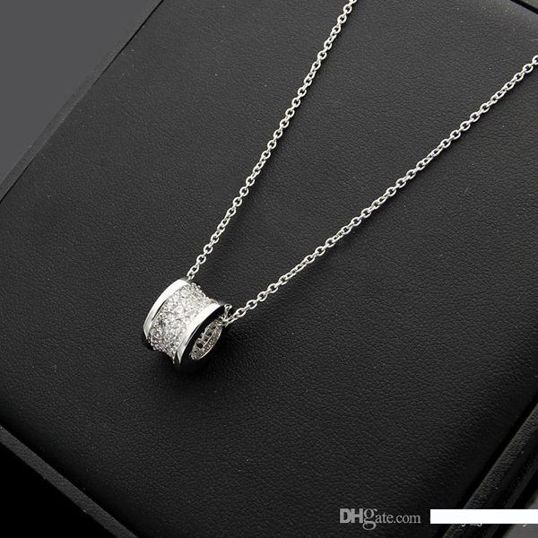 

fashion brand diamond love necklace for women stainless steel accessories zircon heart love necklace for women jewelry 50cm with logo on it, Silver