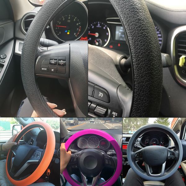 

car styling car silicone steering wheel glove cover multi color skin soft for lada interior accessory
