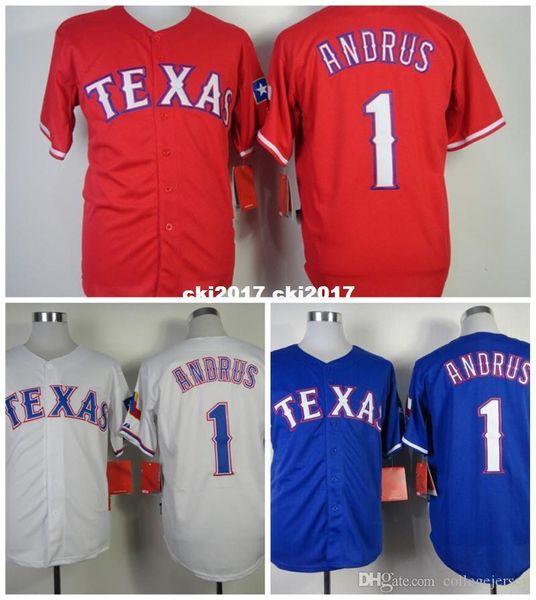 

men's #1 elvis andrus jersey, stitched blue red white high quality, Blue;black