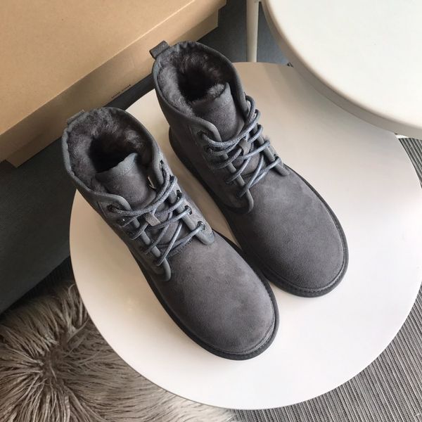 

new winter men's boots plush warm ankle boots waterproof leather snow boots outdoor desert shoes military boot big size 39-45 men shoes, Black