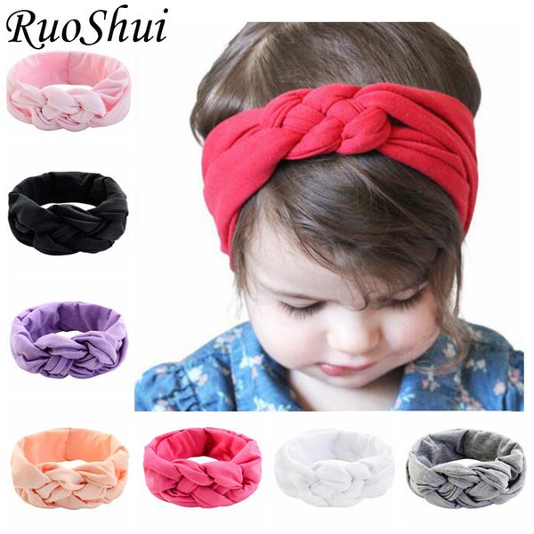 New Baby Girls Knotted Headband Solid Ribbon Hair Band Handmade