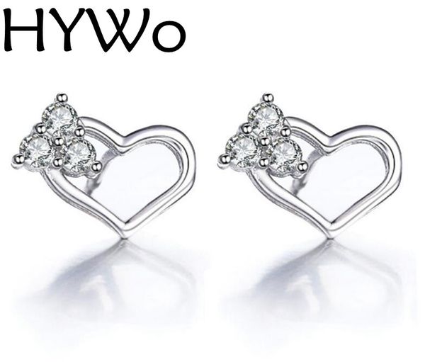 Atacado-Terling prata senhora amor Hearttex de alta qualidade dupla brincos colaterais moda jóias super-jóias em forma de coração de cristal de três