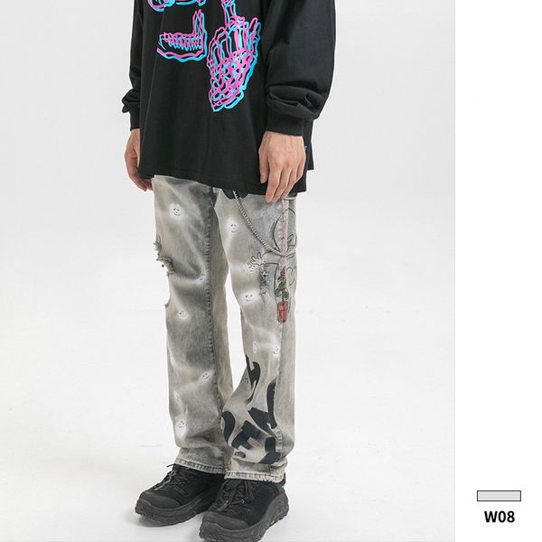 

biker jeans men desinger mens w08, Blue