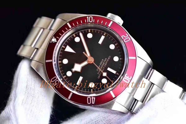 

2019 factory black dial red bezel 41mm eta2824 movement new style strap date just sapphire glass mens watch watches new box, Slivery;brown