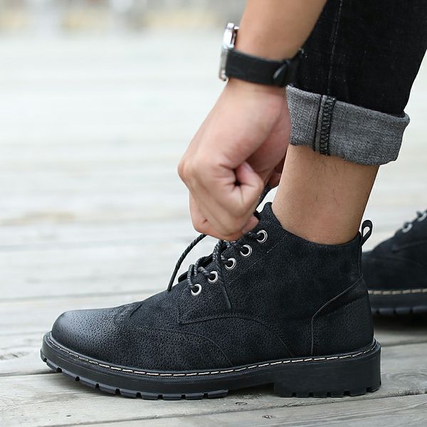 

men brand men boots special force tactical desert combat men's boots outdoor shoes ankle, Black