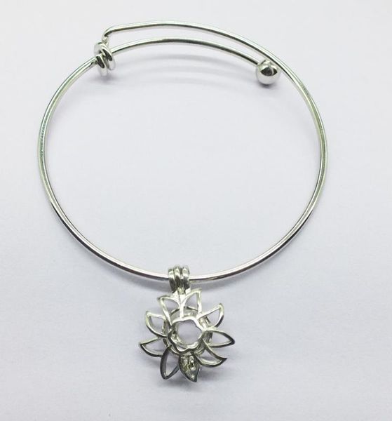 

popular classic bracelet. oyster pearl cages charm expandable bangle .gift for women birthstone her letter initial, Black
