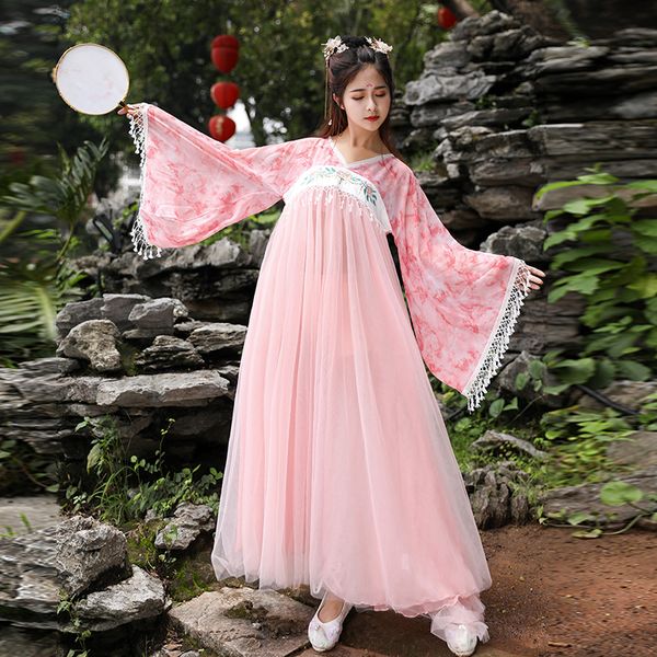 

oriental stage performance clothing elegant hanfu for women chinese traditional dance costume folk dress, Black;red