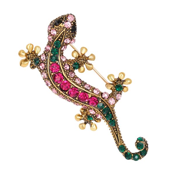 

rhinestone chameleon lizard animal brooch lapel pin fashion jewelry, Gray