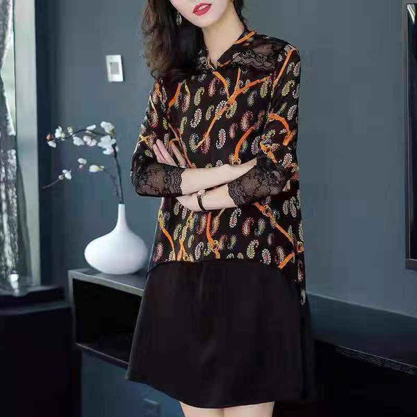 

silk lace long sleeve vintage casual work plus size designer t shirt for women casual knits fashion luxury, White