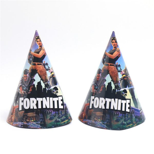 

Fortnited birthday party upplie paper hat 6pc et cap for baby hower kid cartoon fortnight party decoration fe tival favor