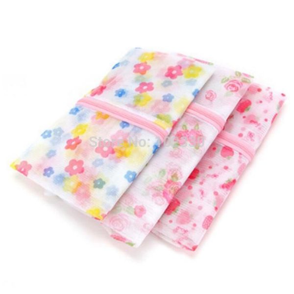 

300pcs flower printed bra clothes laundry bag washing machine nylon net mesh hosiery clothing lingerie zipper