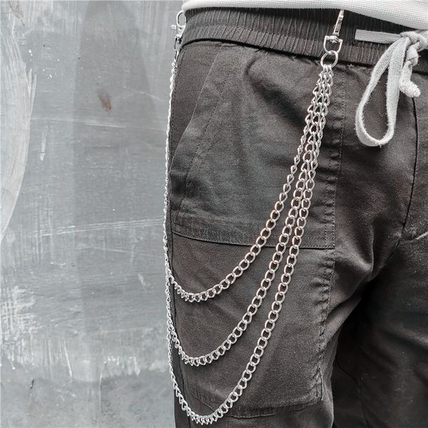 

65.5cm stainless steel long metal wallet belt chain rock punk trousers hipster pant jean keychain clip keyring hiphop jewelry, Silver