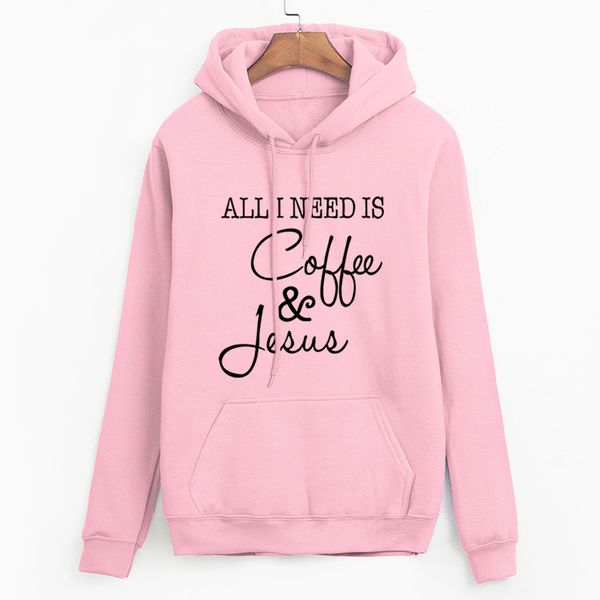 

fashion hooded sweatshirt all i need is coffee and jesus hoodies 2019 new arrival tracksuit for women kpop fall winter pullovers, Black