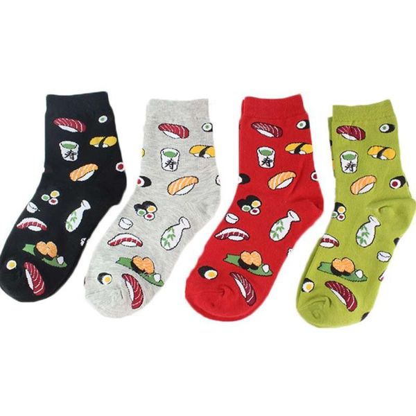 

harajuku funny sushi socks japanese creative cartoon crew socks women novelty calcetines mujer sockes female girl cute, Black;white