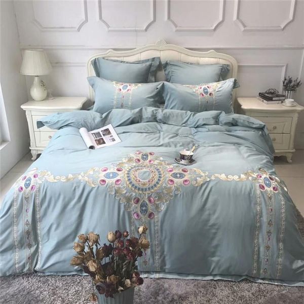 

43 bed linens soft bedclothes egyptian cotton embroidery royal bedding set  king size duvet cover pillowcases
