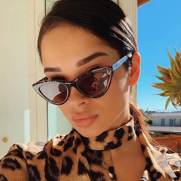 

classic women's sunglasses brand designer vintage retro tiny cat eye sunglasses new trendy 2019 hippie black triangular glasses, White;black