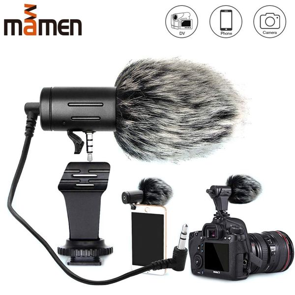 

phone microphone mini portable mamen 3.5mm condenser phone video camera interview microphone with muff for iphone samsung mic