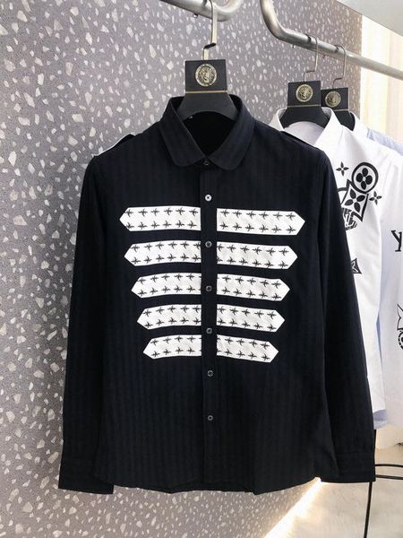 

a600120 fashion men's shirts 2020 runway european design party style men's clothing, White;black