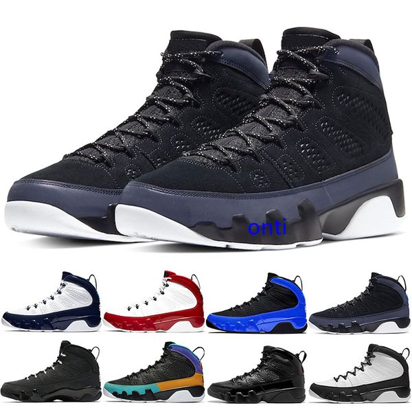 

stock 9s men basketball shoes 9 mens trainers jumpman racer blue bred unc gym red citrus trainer sport sneakers size 41-47, Black