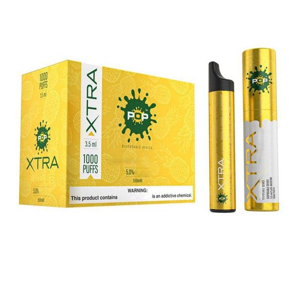 

2020 NEW POP XTRA Одноразовая Vape Pen 1000 затяжек 550mAh 3,5 мл Vape опорожнить Бобы Starter Kit против поп-музыки