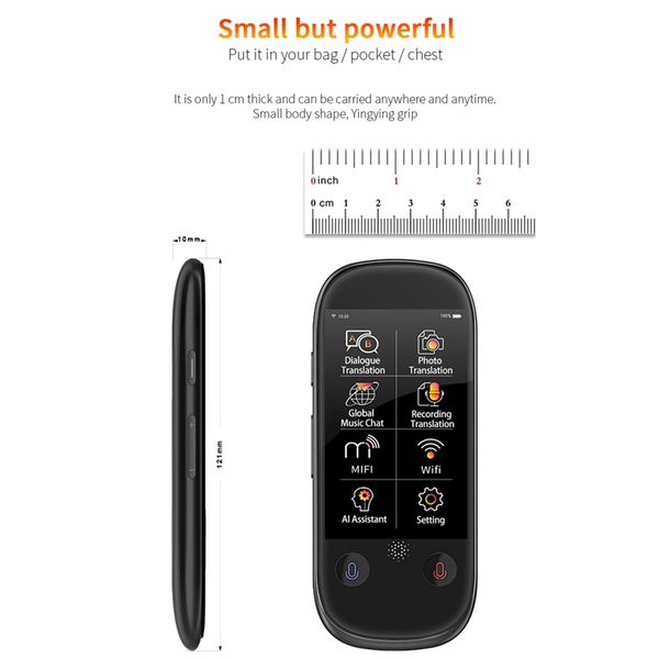 

k1 pro p translation ai smart voice 75 languages real-time face-to-face wifi 2.4inch tft 12mp multi-function translator