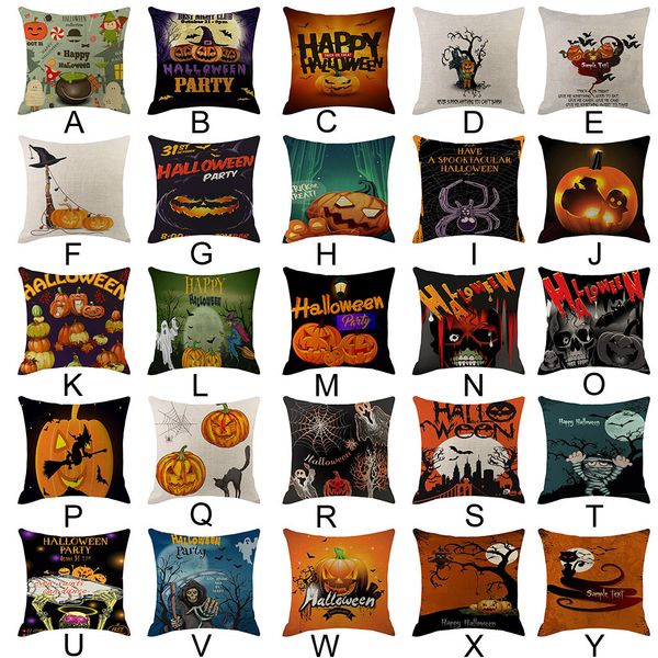 

2019 beautiful halloween pumpkin throw pillowcover pillowcases decorative sofa cushion cover linen pillowcase 45x45cm