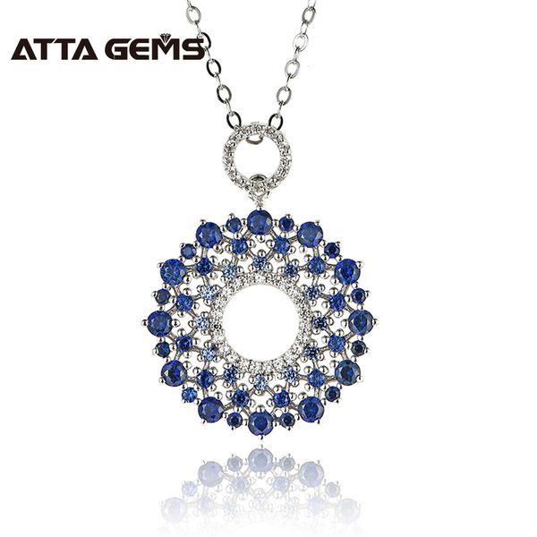 

women's blue sapphire sterling silver pendants classical fine jewelry created sapphire women engagement jewelry anniversary gift