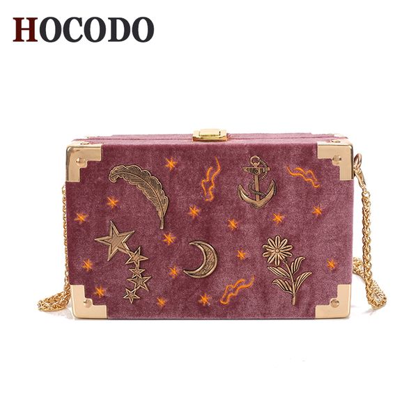 

hocodo retro velvet square crossbody bags for women 2020 rivet box party evening bag chain shoulder messenger bag ladies handbag
