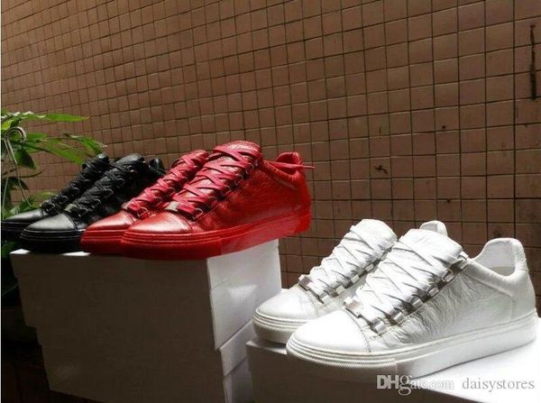 

классические мужские арена повседневные кроссовки модный бренд из натуральной кожи обувь для ходьбы на плоской подошве открытый тренеры плат, Black