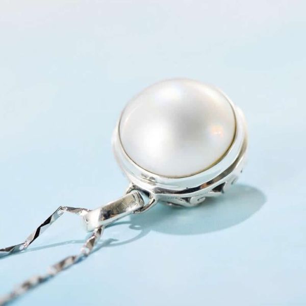 

pure s925 silver necklace pendant round peal hollow necklace pendant