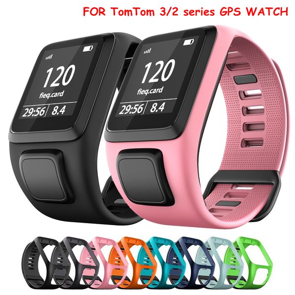 

strap for tomtom runner 3 2 spark 3 gps sport watch tom 2 series silicone replacement wristband watch band soft smart band, Black;brown