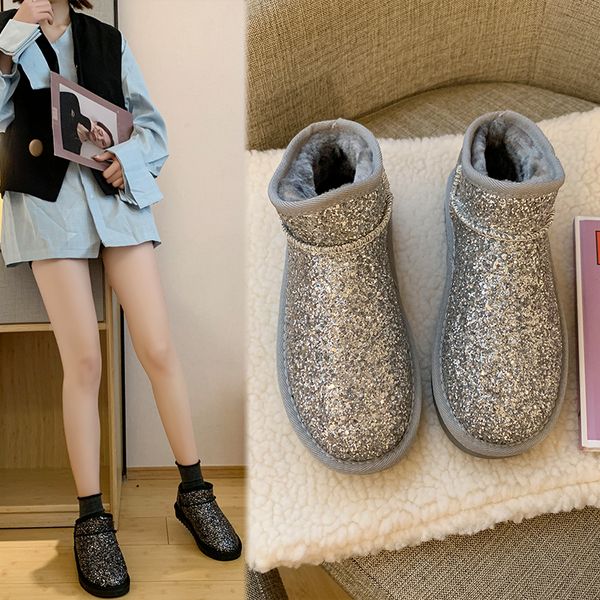 

lace up round toe winter boots lady brand women's shoes booties ladies australia boots-women flat heel 2020 fashion rubber snow, Black