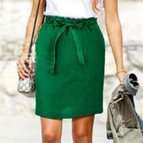 

women soild color skirt new bowknot short mini skirts ladies' fashion summer high waisted bodycon a-line slim bottoms hot, Black