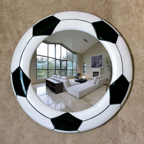 

45.5cmx45.5cm minimalist modern black and white creative football bathroom mirror wall hanging bathroom mirror