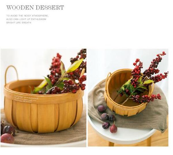 

french country fruit basket picnic decorative plates pumpkin-shaped wood chips baskets mori dessert table ornaments