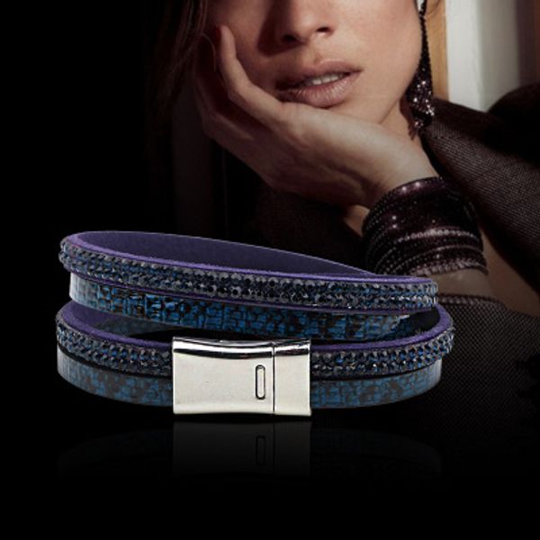 

горячий конструктор браслет женщин способа браслет rhinestone серпантин многослойная браслет кожаный ювелирные изделия мужские алмазные шарм, Golden;silver