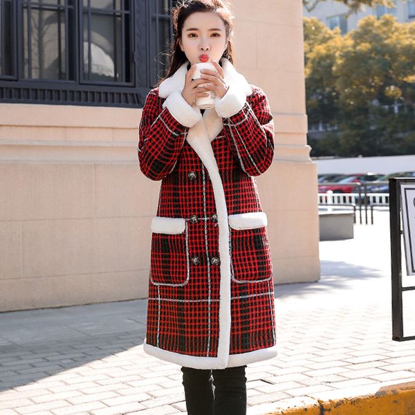 

2019 winter new products warm lambs wool cotton-padded clothes student elegant coat korean-style slim fit plus velvet cotton coa, Blue;black