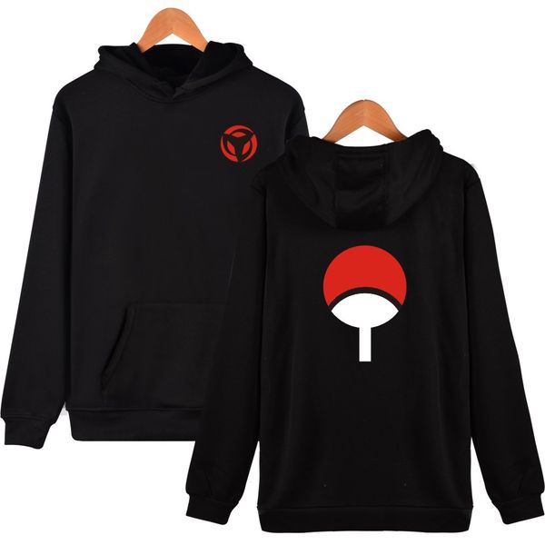 

waidx uchiha hoodies men belt pullover sasuke naruto sweatshirt front pocket streetwear cotton hip hop outerwear drop shipping, Black