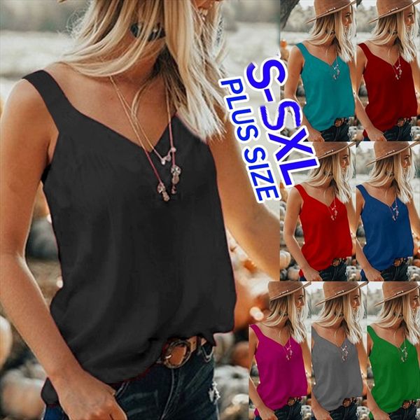 

2019 women's v-neck solid color sleeveless camisole vest 2019 women's v-neck solid color sleeveless camisole vest t, White