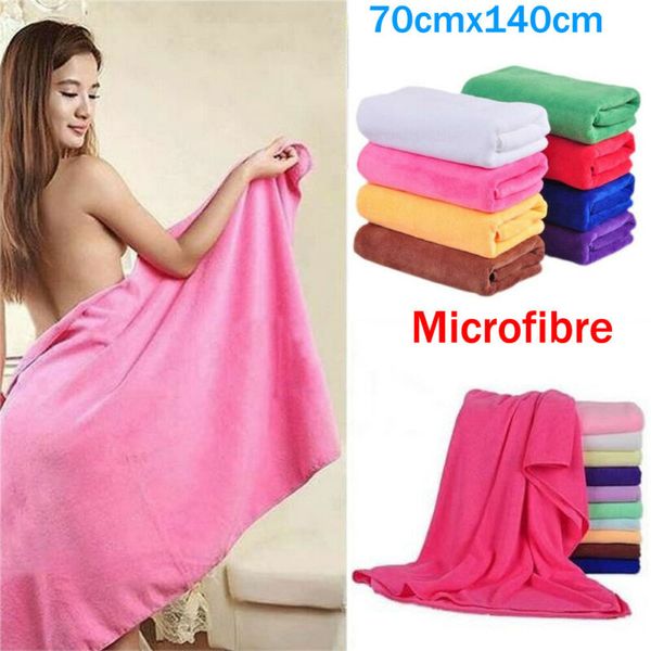 

pure color natural microfiber towel 70x140cm absorbent fiber family bath washer beach swimming towels