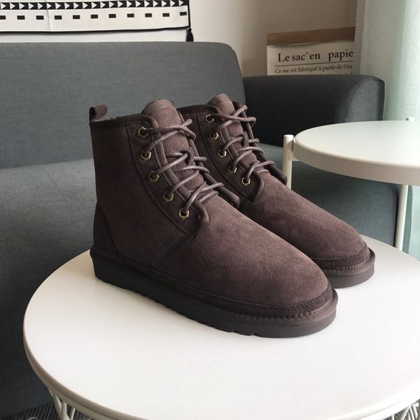 

new winter men's boots plush warm ankle boots waterproof leather snow boots outdoor desert shoes military boot big size 39-45 men shoes, Black