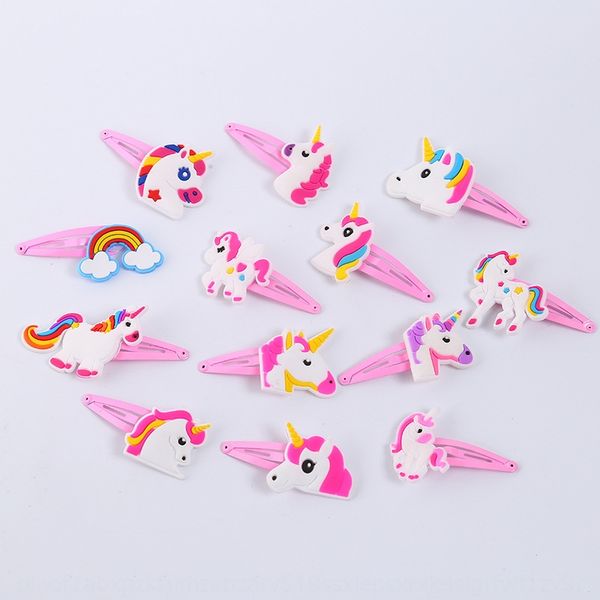 

children's soft rubb children's acce rubber pvc hair accessorer unicorn hairpin bb pink hairpin unicorn pvc hair accessories, Slivery;white