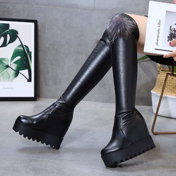 

overknee boots winter women shoes over knee boots women booties woman long boot schoenen vrouw bottines botas para mujer, Black