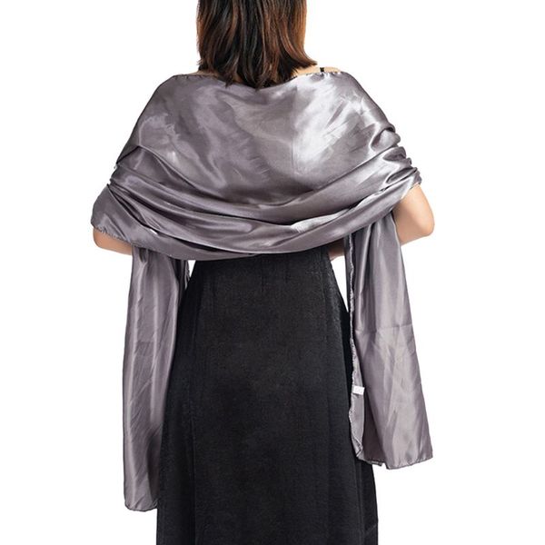 

womens satin silky scarf wraps glitter solid color bridal wedding party evening gown shawl cape vintage beach cover up 170x45cm, Blue;gray
